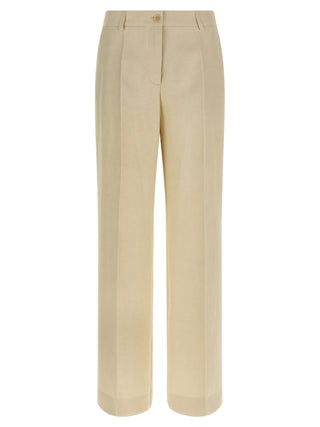 Beige Viscose Casual Pants