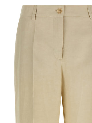 Beige Viscose Casual Pants