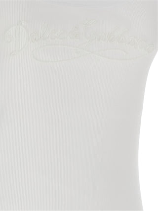 White Cotton Sleeveles T-Shirt