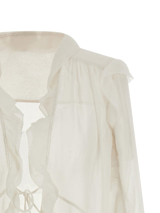 Blusa de acetato beige