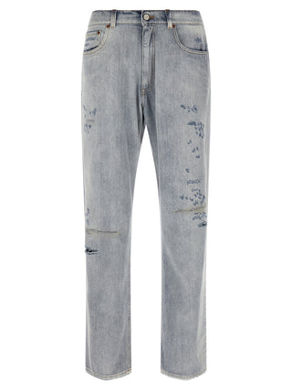 Jeans de algodón azul de corte relajado  