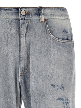 Jeans de algodón azul de corte relajado  