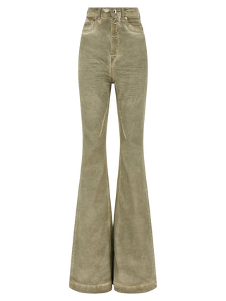 Beige Cotton Bootcut Jeans