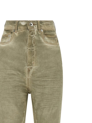Beige Cotton Bootcut Jeans