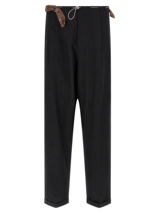 Black Cotton Casual Pants
