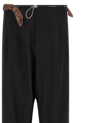 Black Cotton Casual Pants