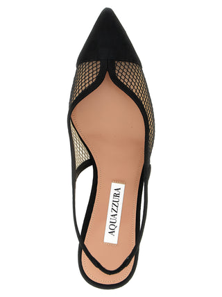 Black Textile Mid Heel Pumps
