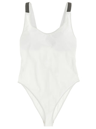 White Polyamide One-Piece Swimsuit