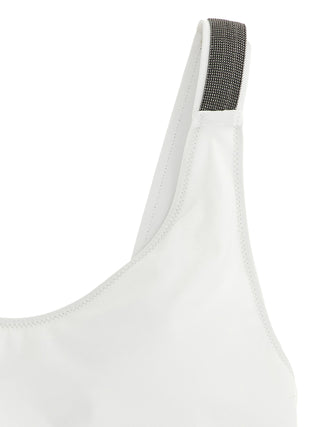 White Polyamide One-Piece Swimsuit