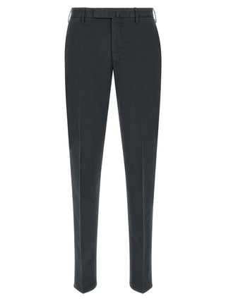 Blue Cotton Casual Pants