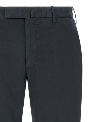 Blue Cotton Casual Pants