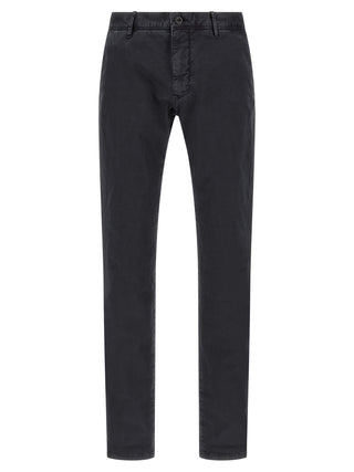 Blue Cotton Casual Pants