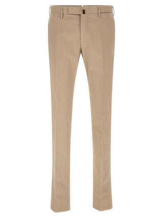 Beige Cotton Casual Pants