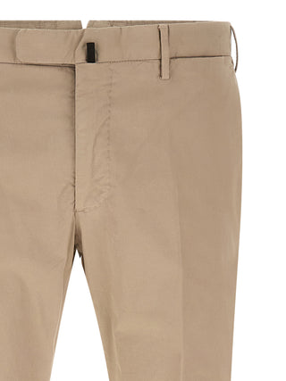 Beige Cotton Casual Pants