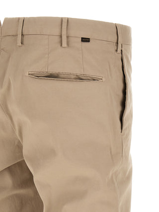 Beige Cotton Casual Pants