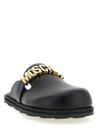 Black Calfskin Clogs