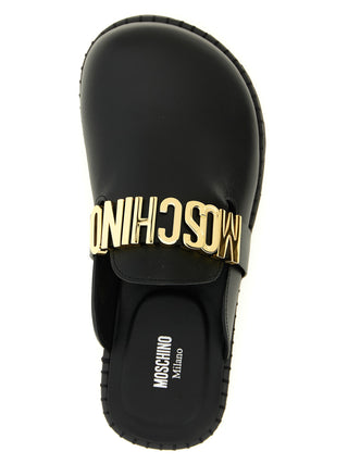 Black Calfskin Clogs