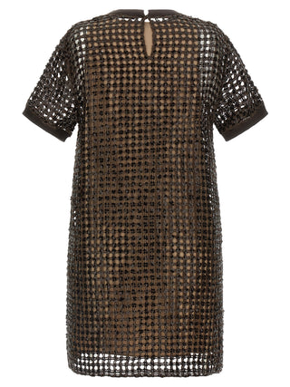Brown Silk Short Dress