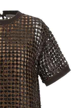 Brown Silk Short Dress