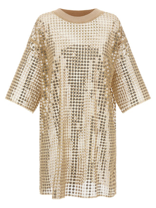 Beige Polyester Short Dress