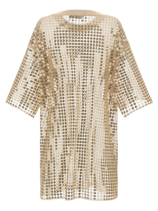Beige Polyester Short Dress