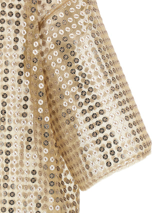 Beige Polyester Short Dress