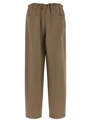 Beige Viscose Casual Pants