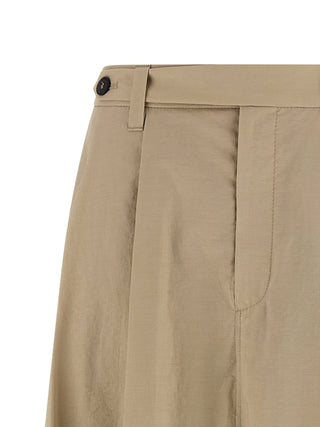 Falda midi beige de algodón