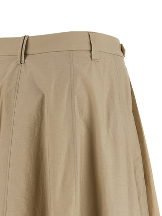 Falda midi beige de algodón