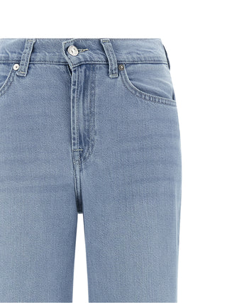 Jeans acampanados azules de algodón