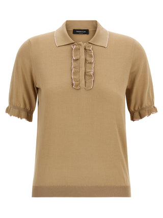 Beige Silk Polo Shirt