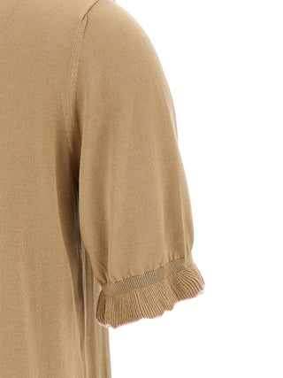 Beige Silk Polo Shirt