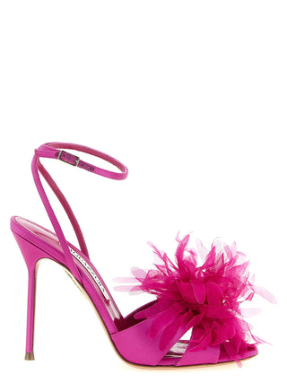 Sandalias de tacón de aguja de tela fucsia