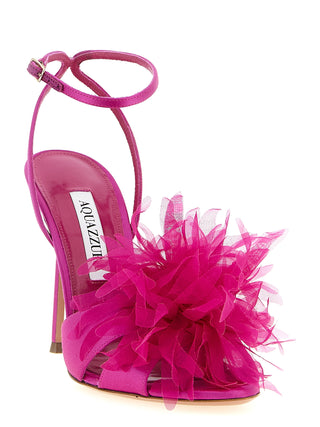 Sandalias de tacón de aguja de tela fucsia