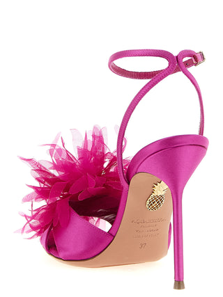 Sandalias de tacón de aguja de tela fucsia