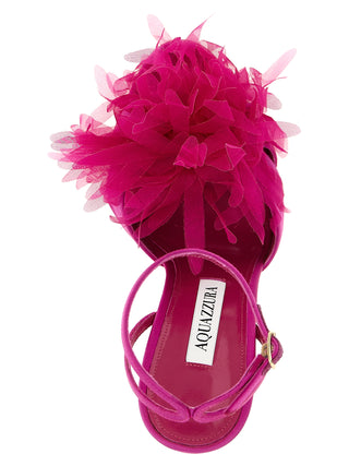 Sandalias de tacón de aguja de tela fucsia