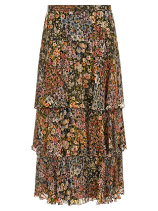 Multicolor Silk Midi Skirt