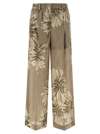 Bicolor Silk Casual Pants