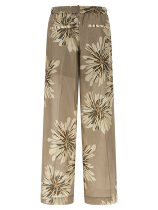 Bicolor Silk Casual Pants