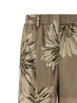 Bicolor Silk Casual Pants