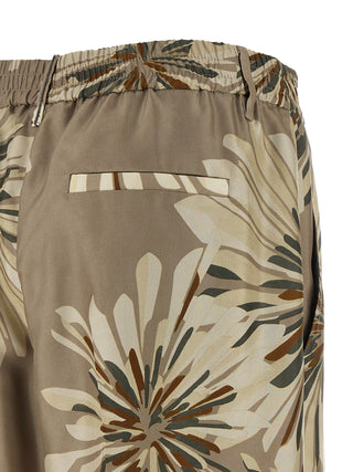 Bicolor Silk Casual Pants