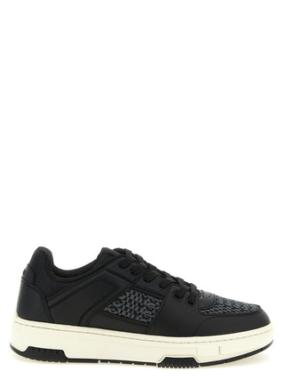 Black Polyester Low Top Sneakers