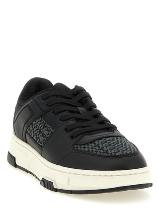 Black Polyester Low Top Sneakers