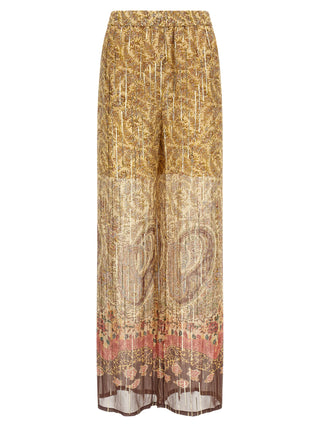 Multicolor Silk Casual Pants