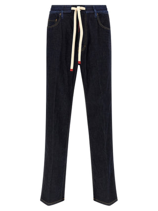 Jeans de pierna recta de algodón azul