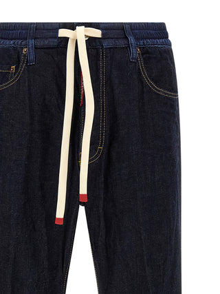 Jeans de pierna recta de algodón azul