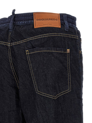 Jeans de pierna recta de algodón azul