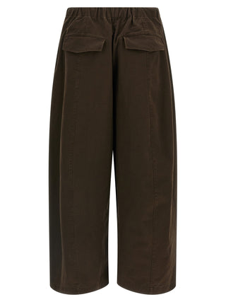 Brown Cotton Casual Pants