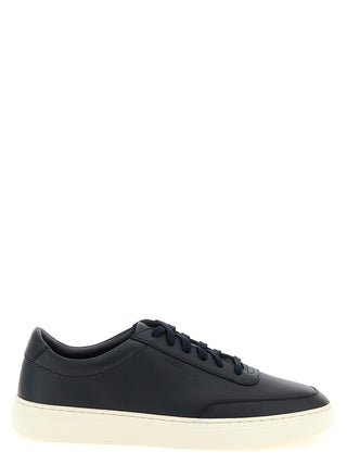 Blue Cowhide Low Top Sneakers