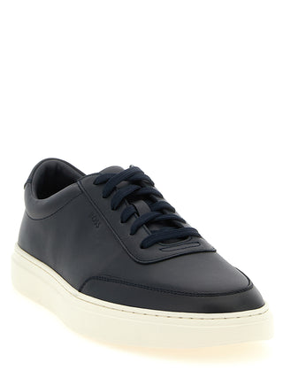 Blue Cowhide Low Top Sneakers